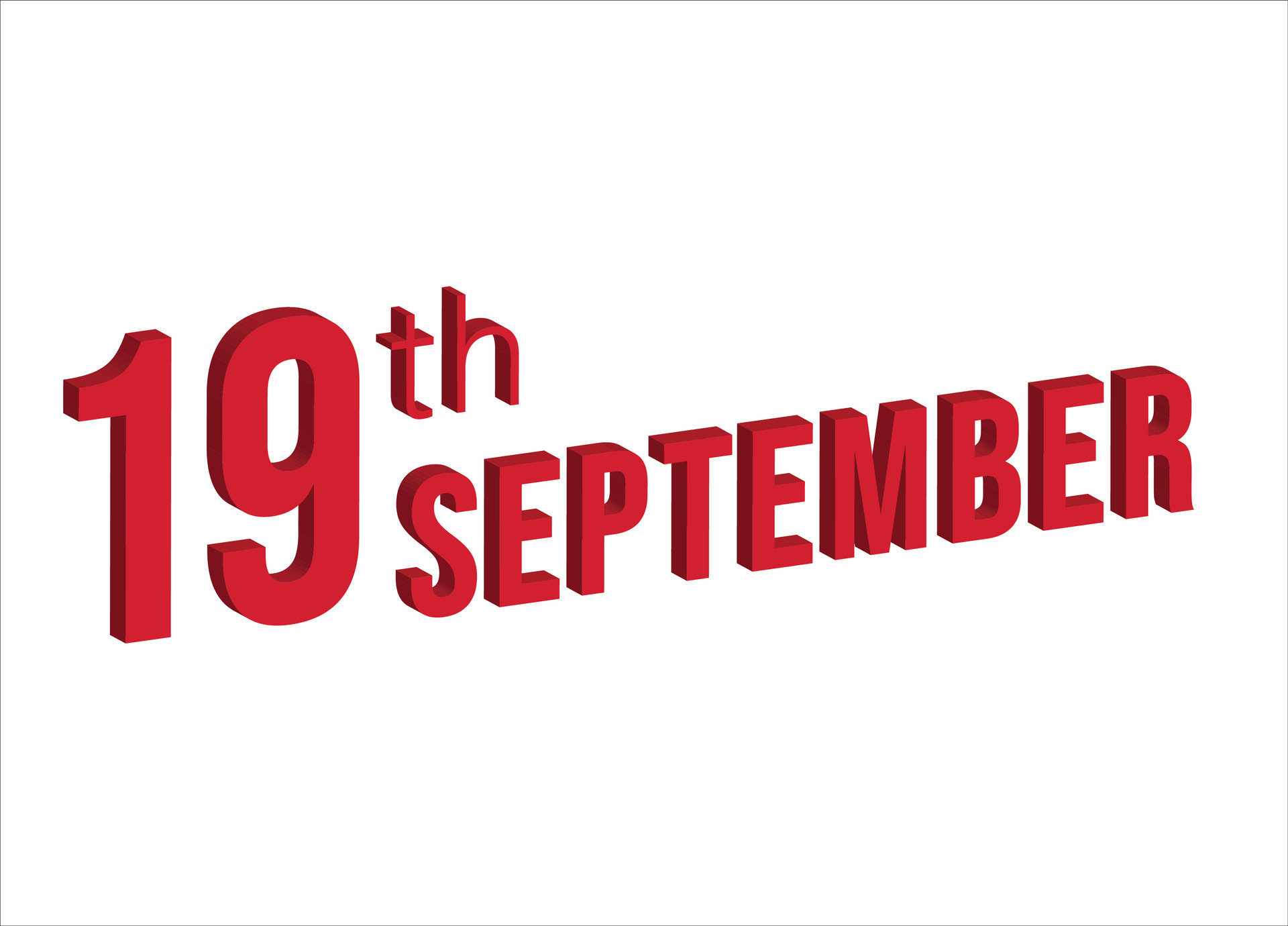 19th september , Daily calendar time and date schedule symbol. Modern design, 3d rendering