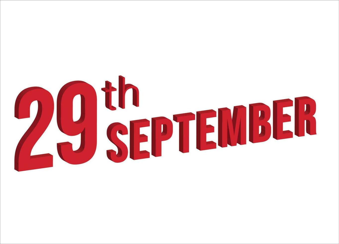 29th september ,  Daily calendar time and date schedule symbol. Modern design, 3d rendering. White background. vector