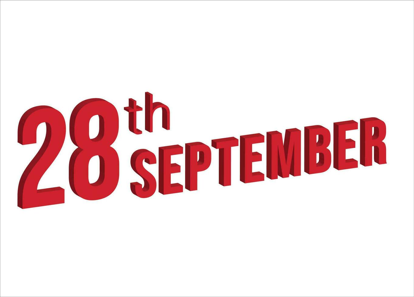 28th september ,  Daily calendar time and date schedule symbol. Modern design, 3d rendering. White background. vector