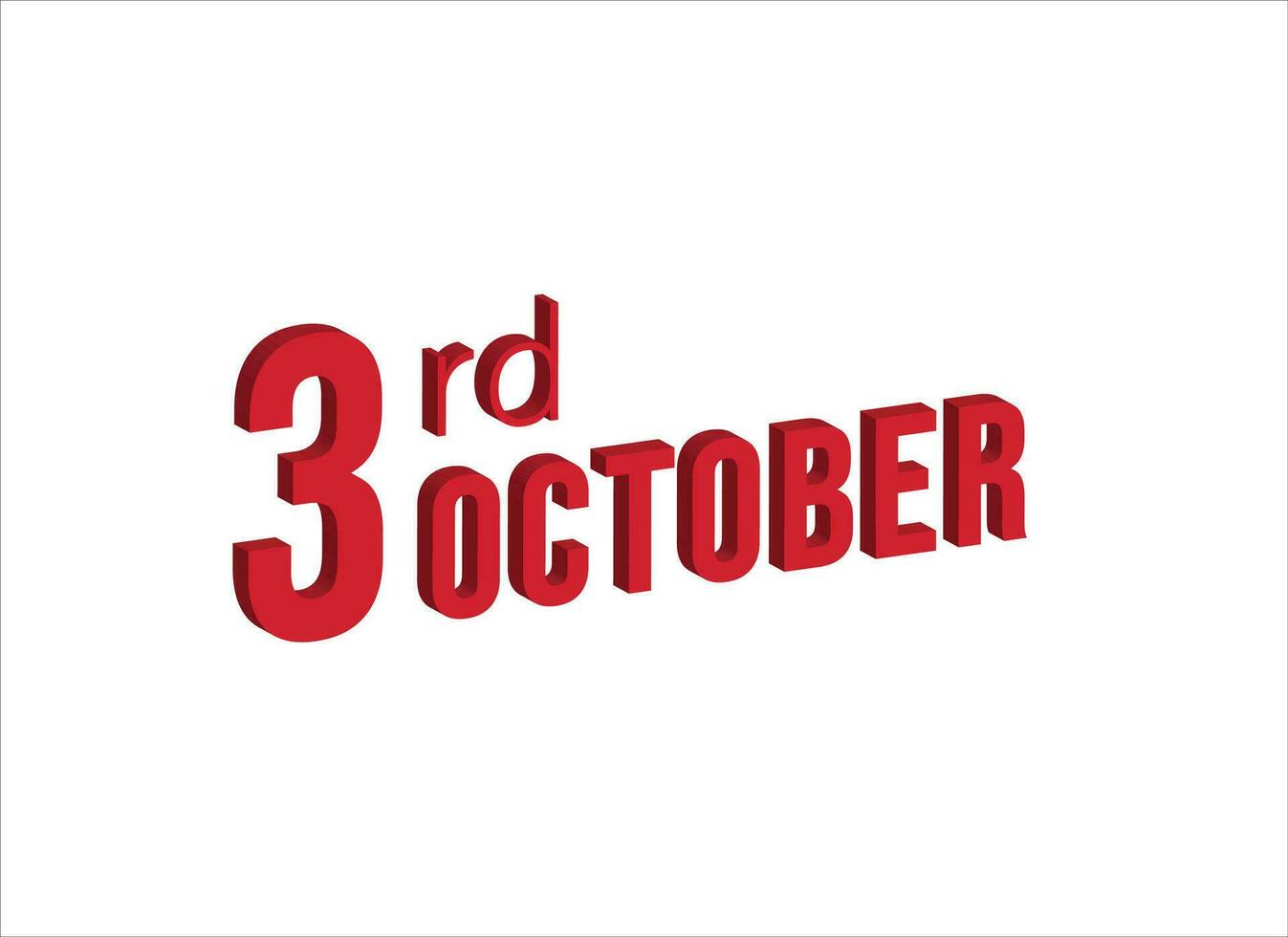3rd october ,  Daily calendar time and date schedule symbol. Modern design, 3d rendering. White background. vector