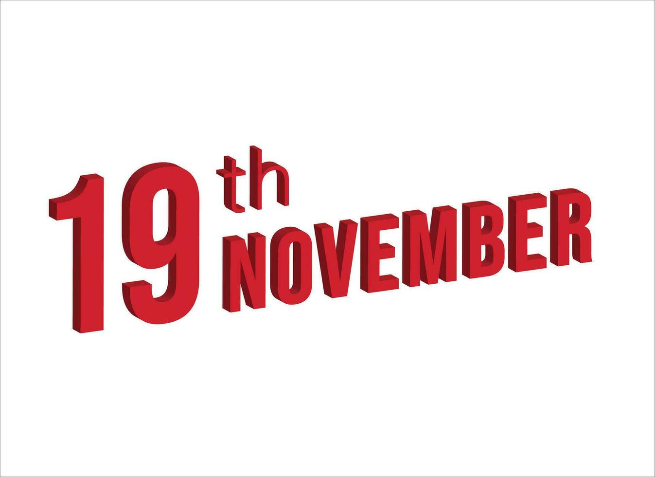 19th November ,  Daily calendar time and date schedule symbol. Modern design, 3d rendering. White background. vector
