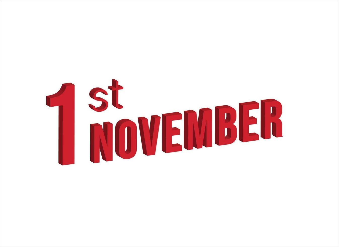 Primero noviembre ,1º de el oct, diario calendario hora y fecha calendario símbolo. moderno diseño, 3d representación. blanco antecedentes. primero de el mes vector