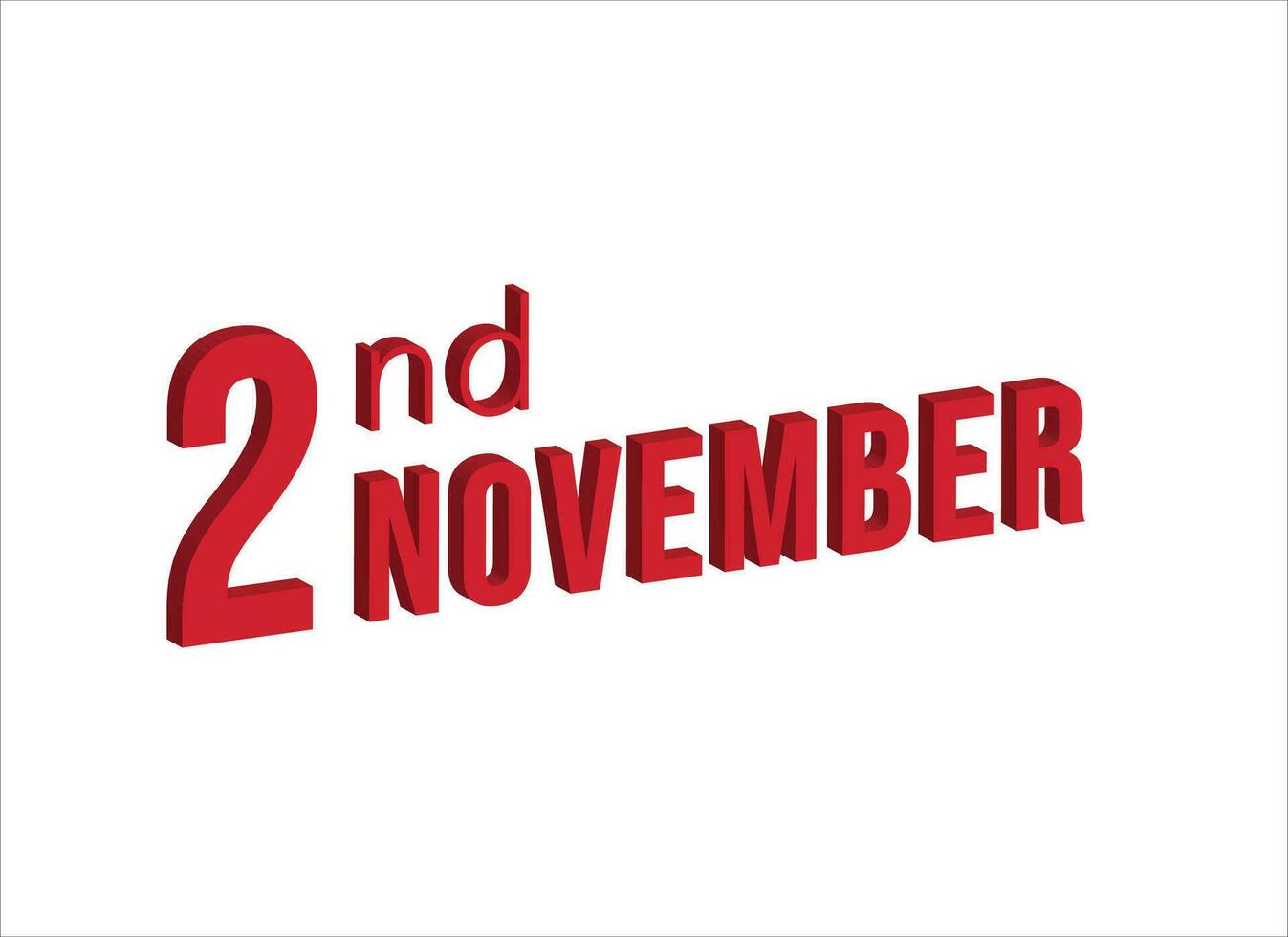 2nd November ,  Daily calendar time and date schedule symbol. Modern design, 3d rendering. White background. vector