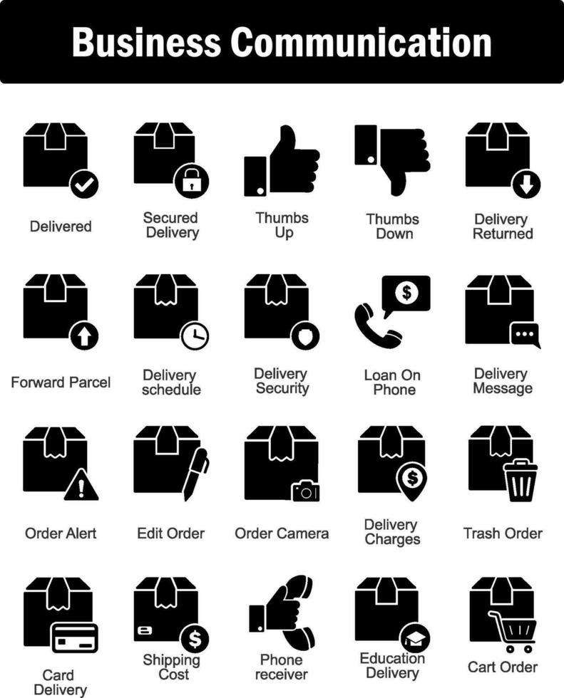 A set of 20 business icons as delivered, secured delivery, thumbs up vector