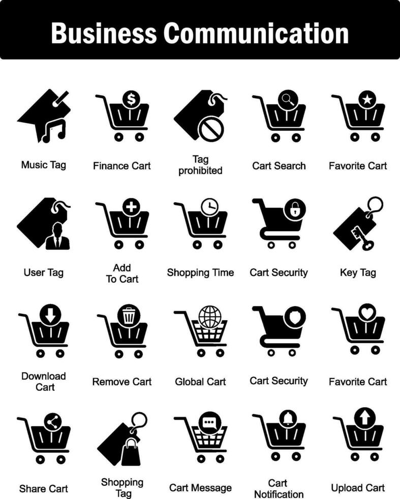 A set of 20 business icons as music tag, finance cart, tag prohibited vector