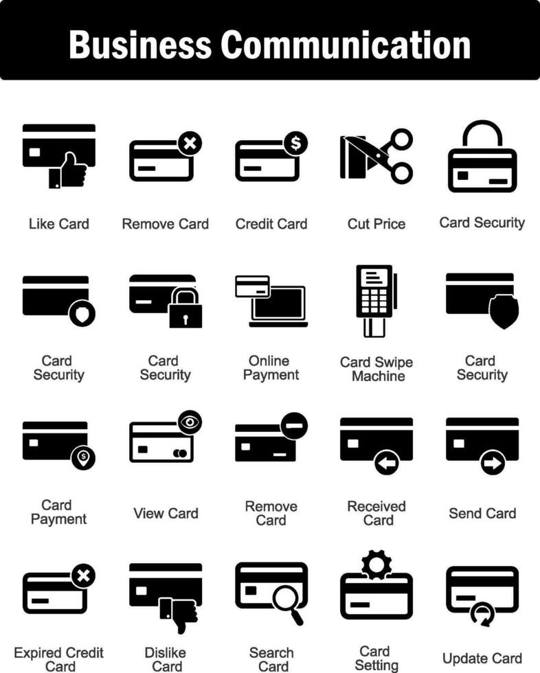 A set of 20 business icons as like card, remove card, credit card vector