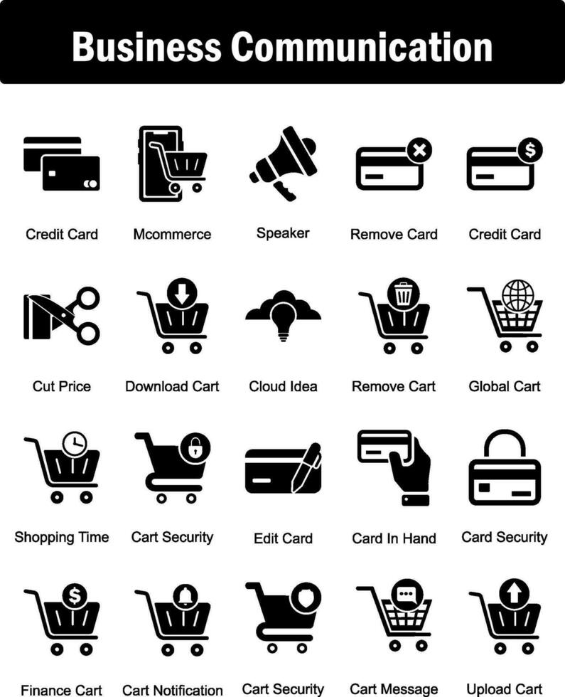 A set of 20 business icons as credit card, mcommerce, speaker vector