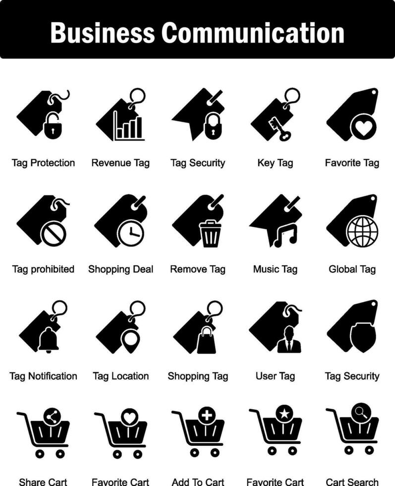 A set of 20 business icons as tag protection, revenue tag, tag security vector