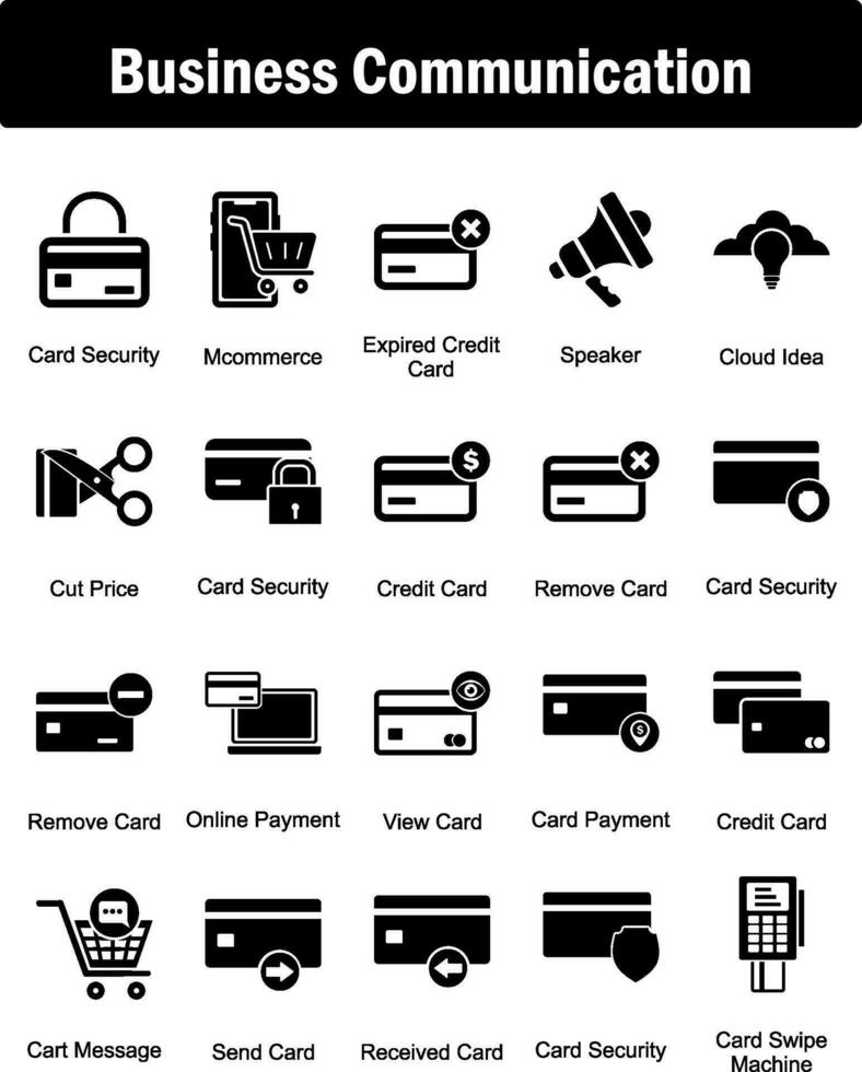 A set of 20 business icons as card security, mcommerce, expired credit card vector