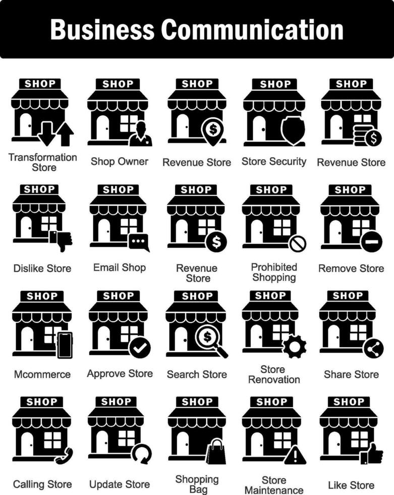 A set of 20 business icons as transformation store, shop owner, revenue store vector