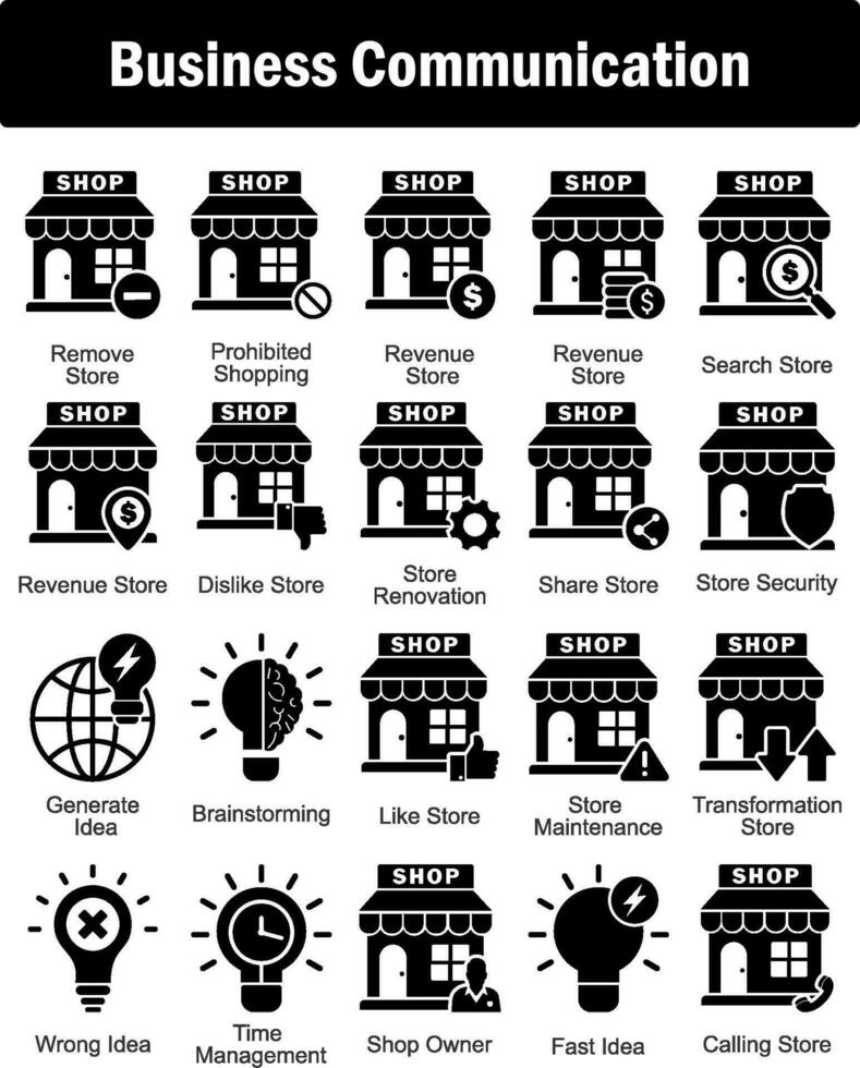 A set of 20 business icons as remove store, prohibited shopping, revenue store vector