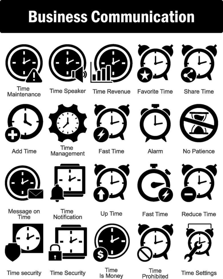 A set of 20 business icons as time maintenance, time speaker, time revenue vector