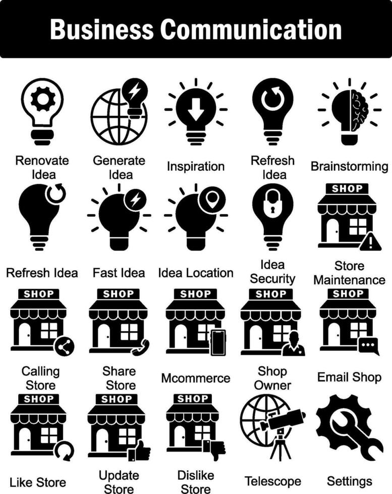 A set of 20 business icons as renovate idea, generate idea, inspiration vector