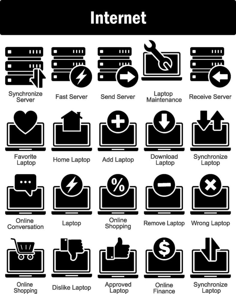 A set of 20 Internet icons as synchronize server, fast server, send server vector