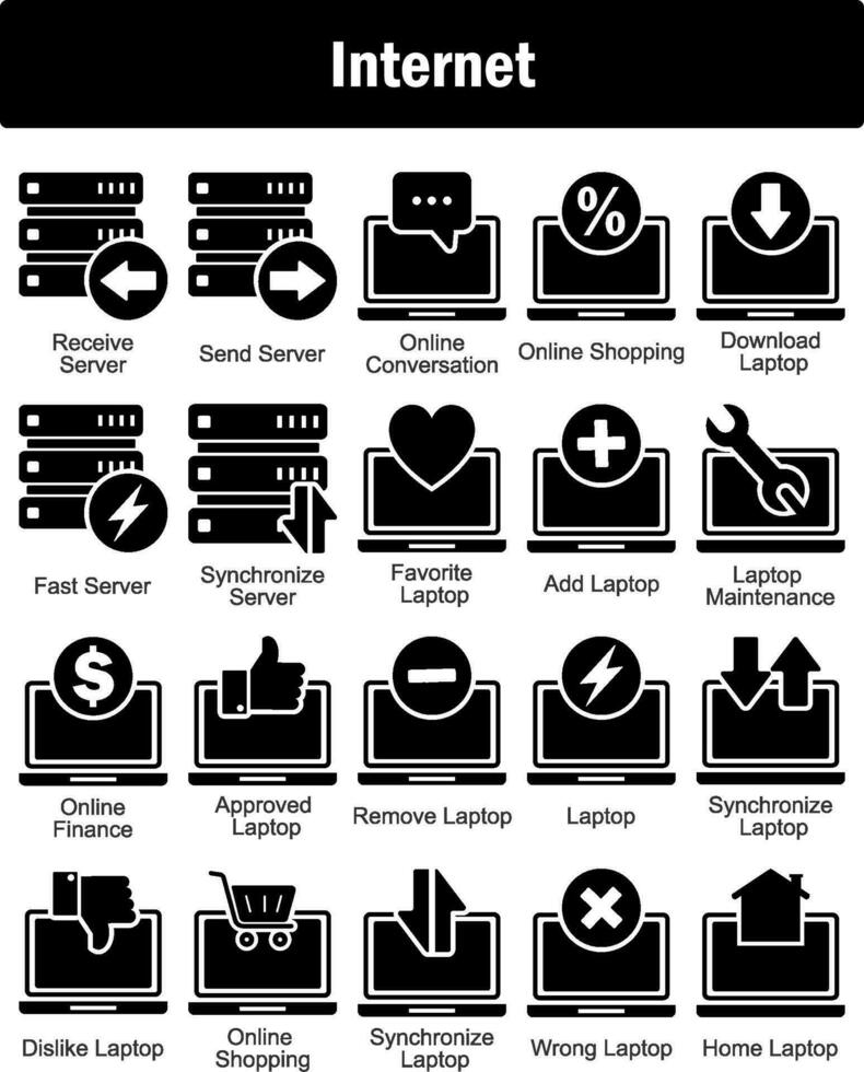 A set of 20 Internet icons as receive server, send server, online conversation vector
