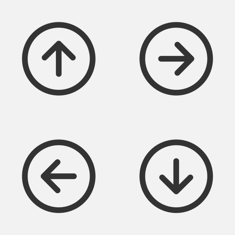 Arrow circle outline thin line icon next previous up down button vector