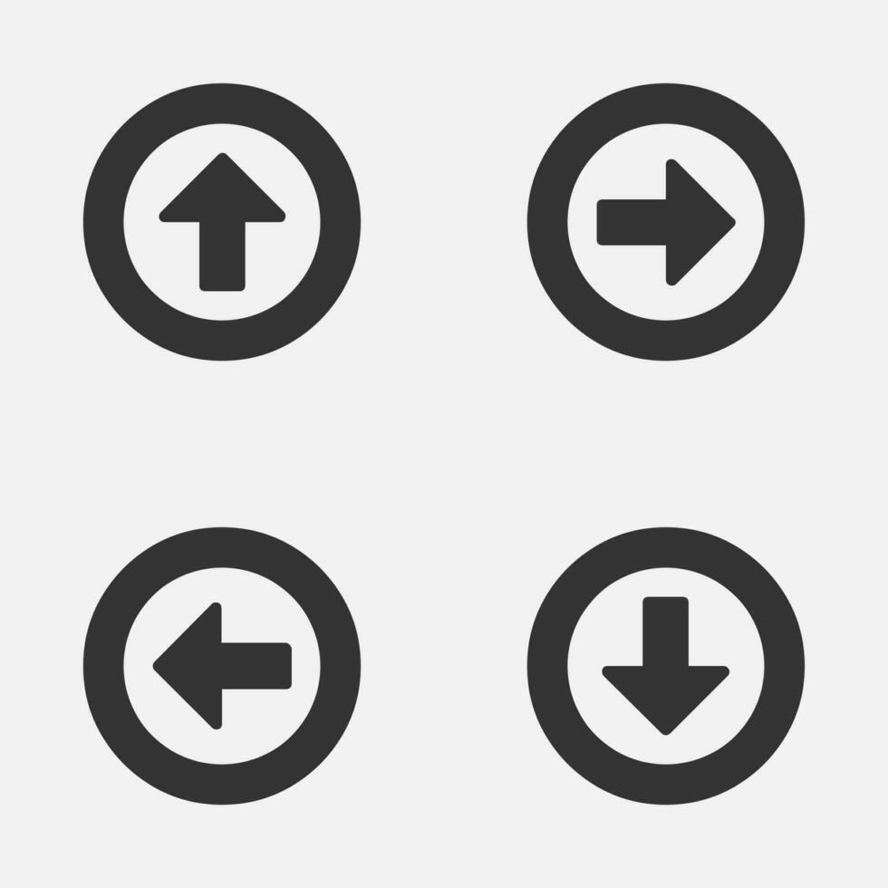 Arrow up down left right circle thick outline icon. vector