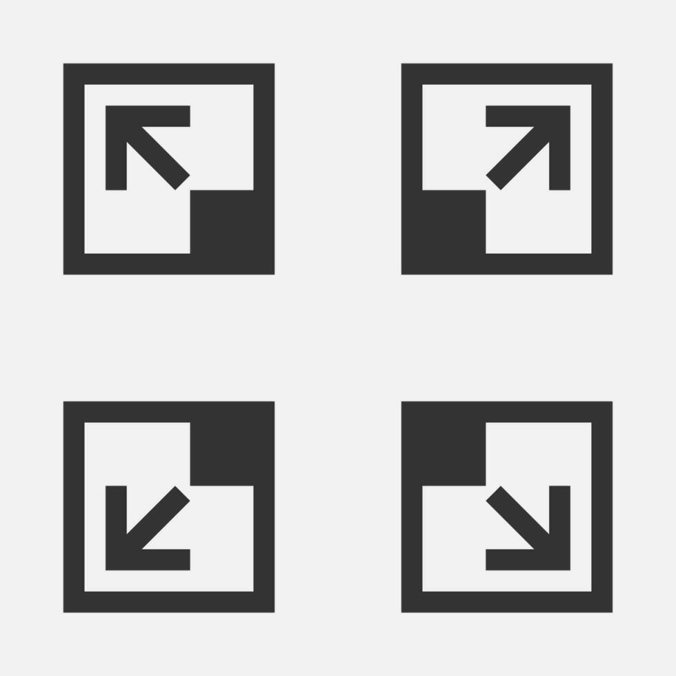 Arrow corner diagonal icon resize downleft upleft downright upright button vector