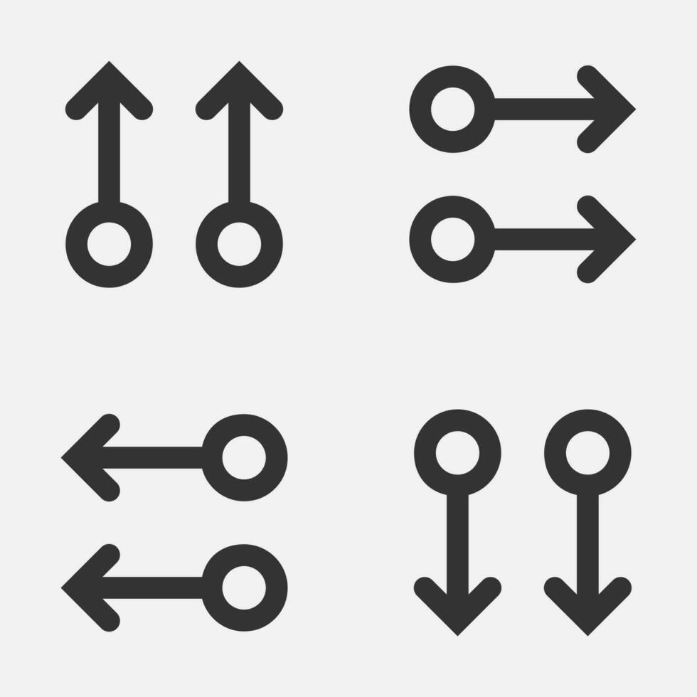 Arrow double circle navigation icon selected move up down left right button vector