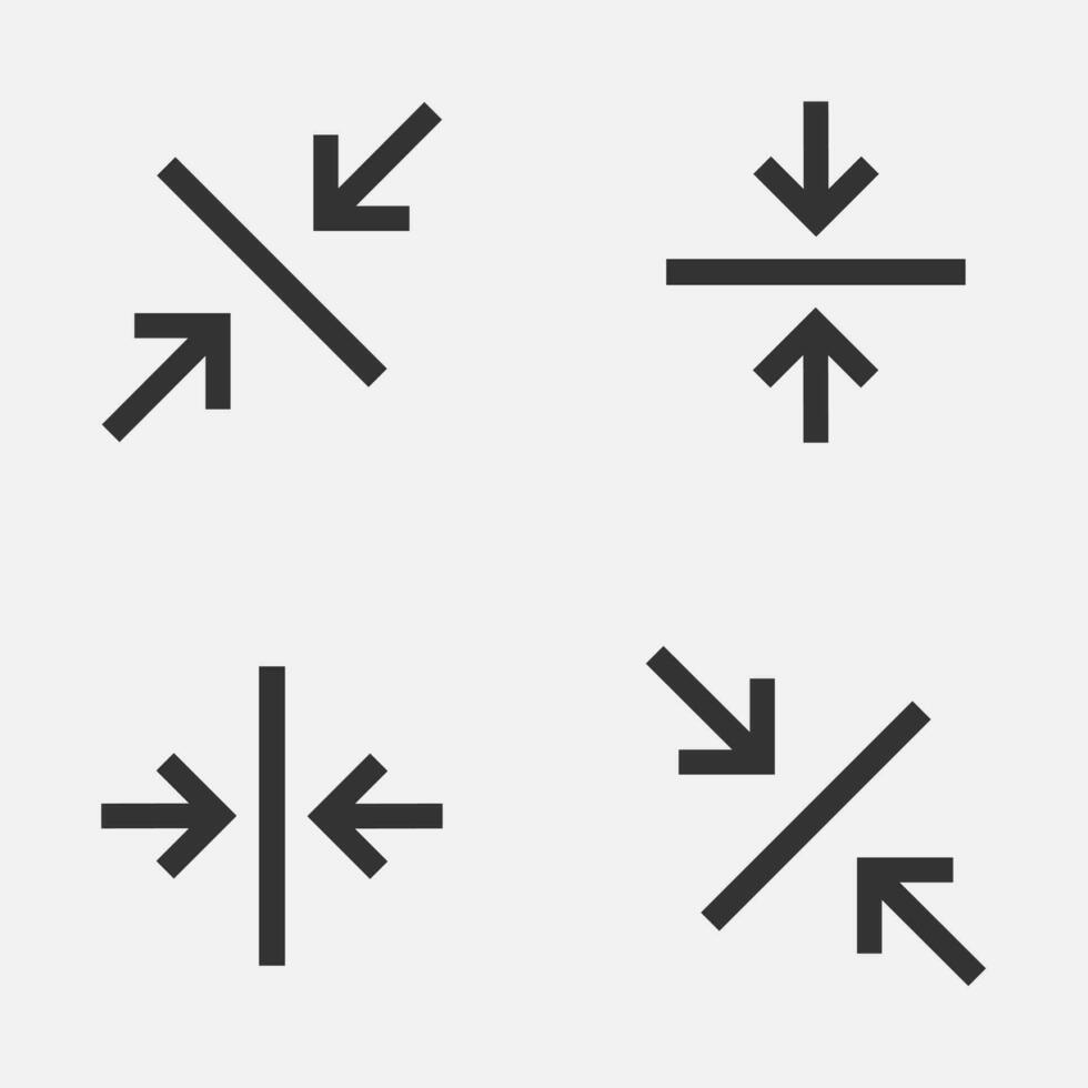 Arrow minimize icon vertical horizontal diagonal re-size button vector