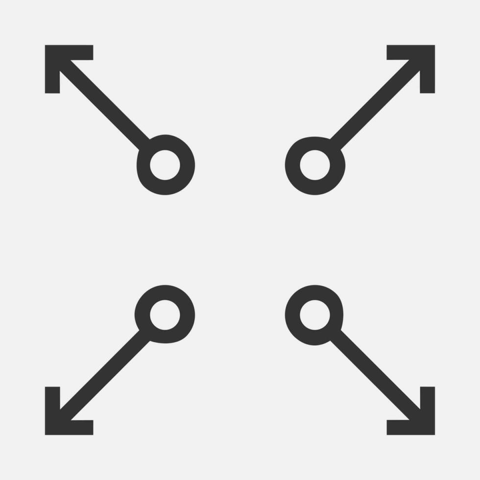 Arrow move diagonal left right up down icon vector