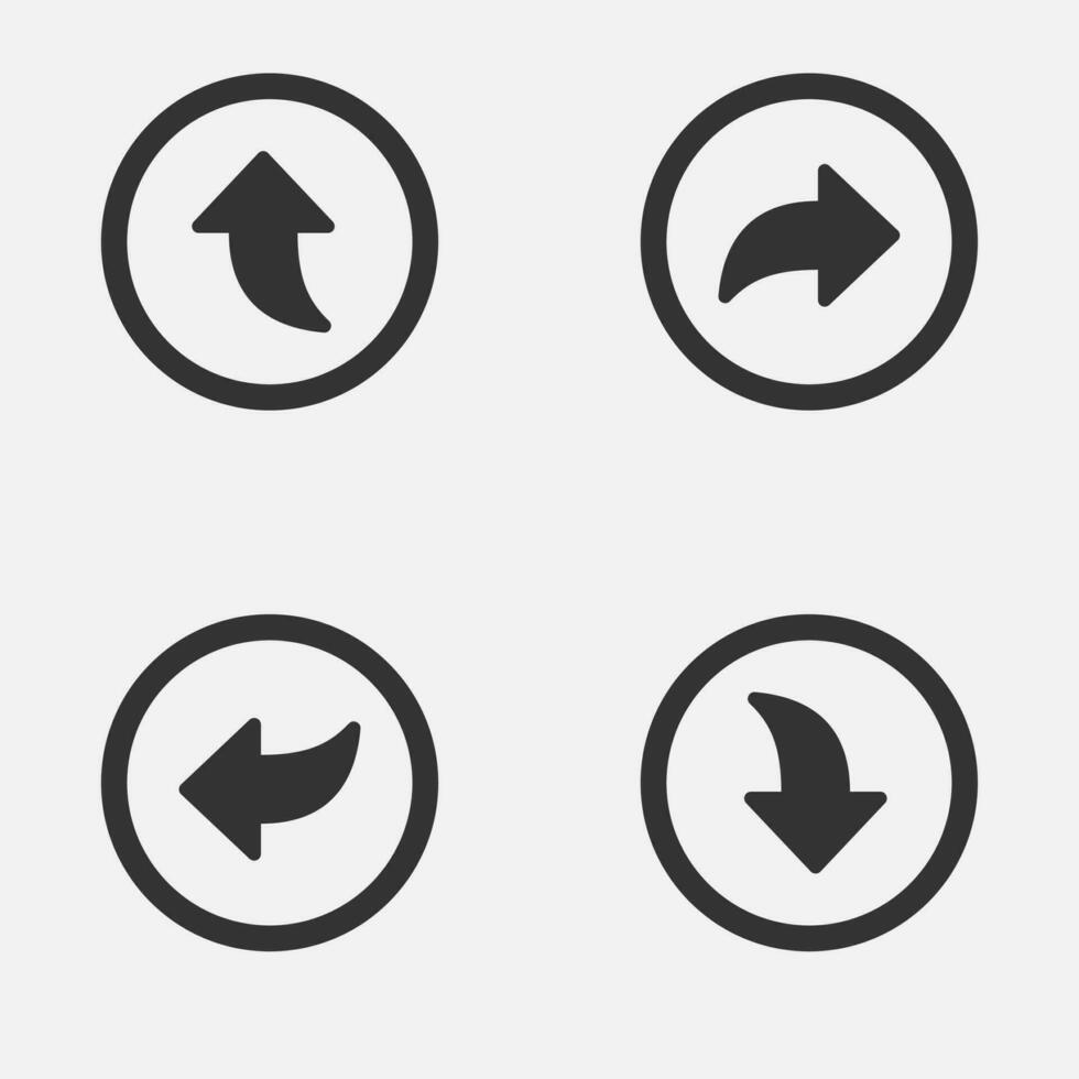 Redo undo reply forward circle outline arrow icon vector