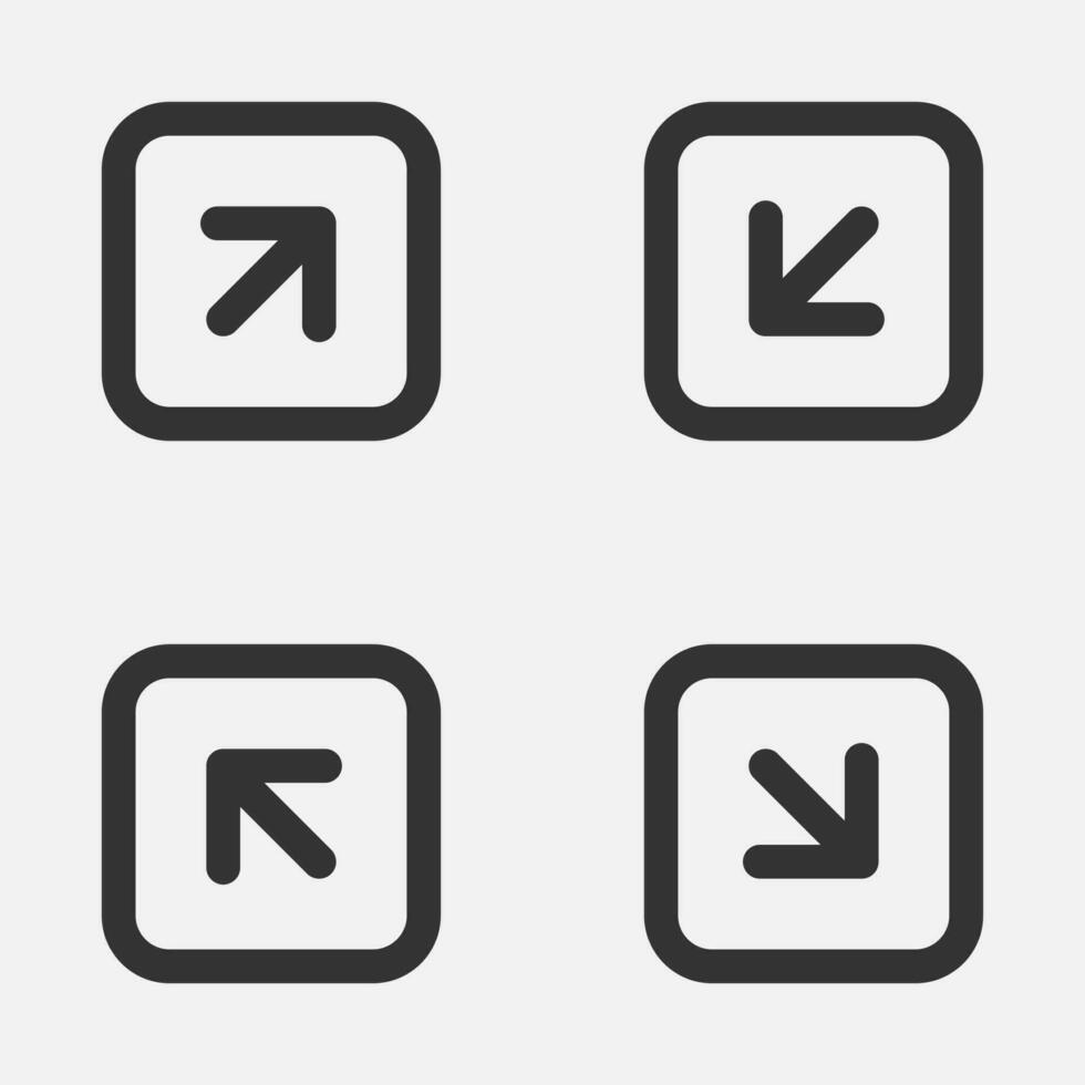 Diagonal arrow square icon vector. vector
