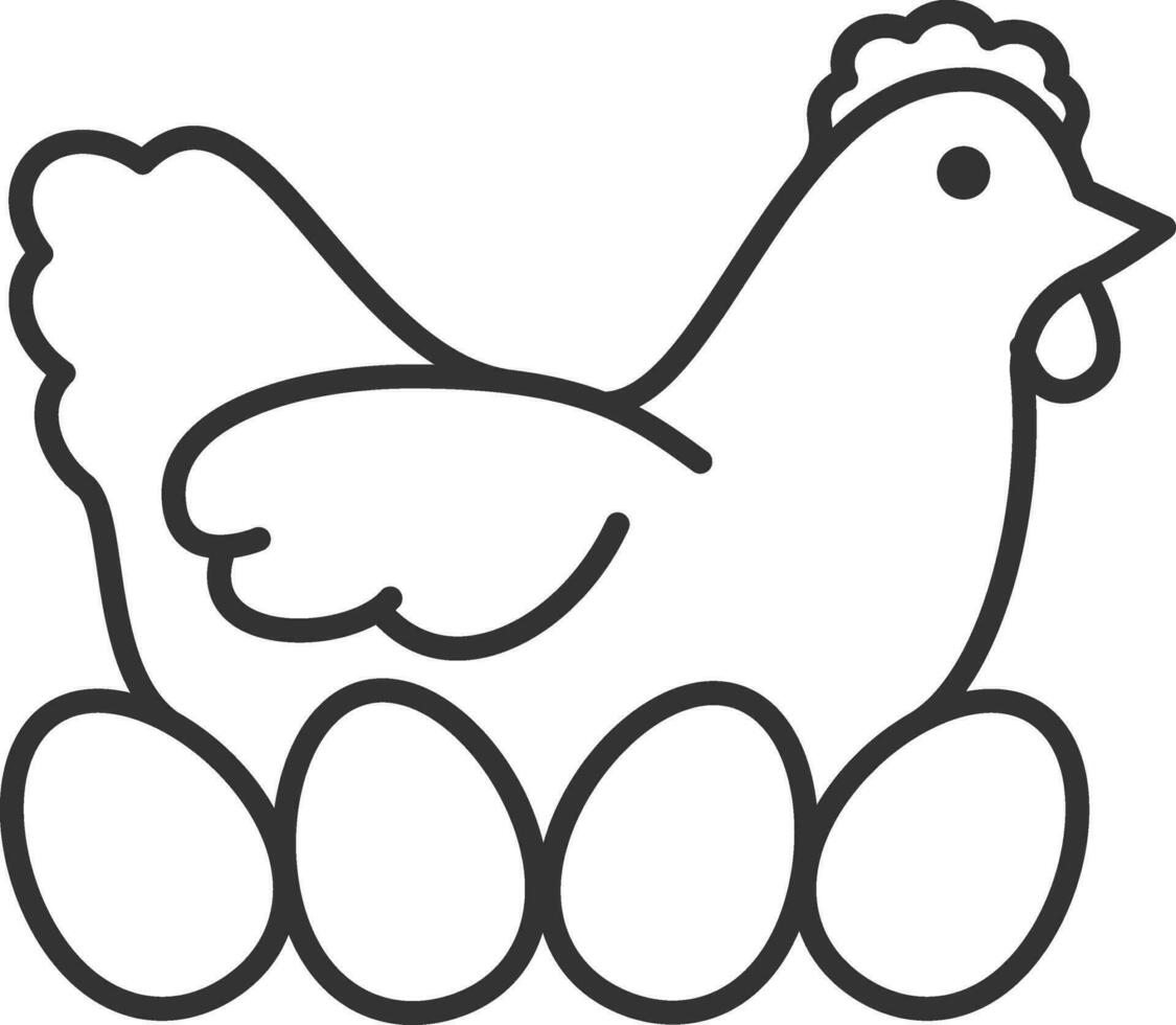 Hen and eggs line icon vector