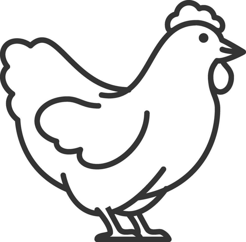 Hen chicken poultry line icon vector