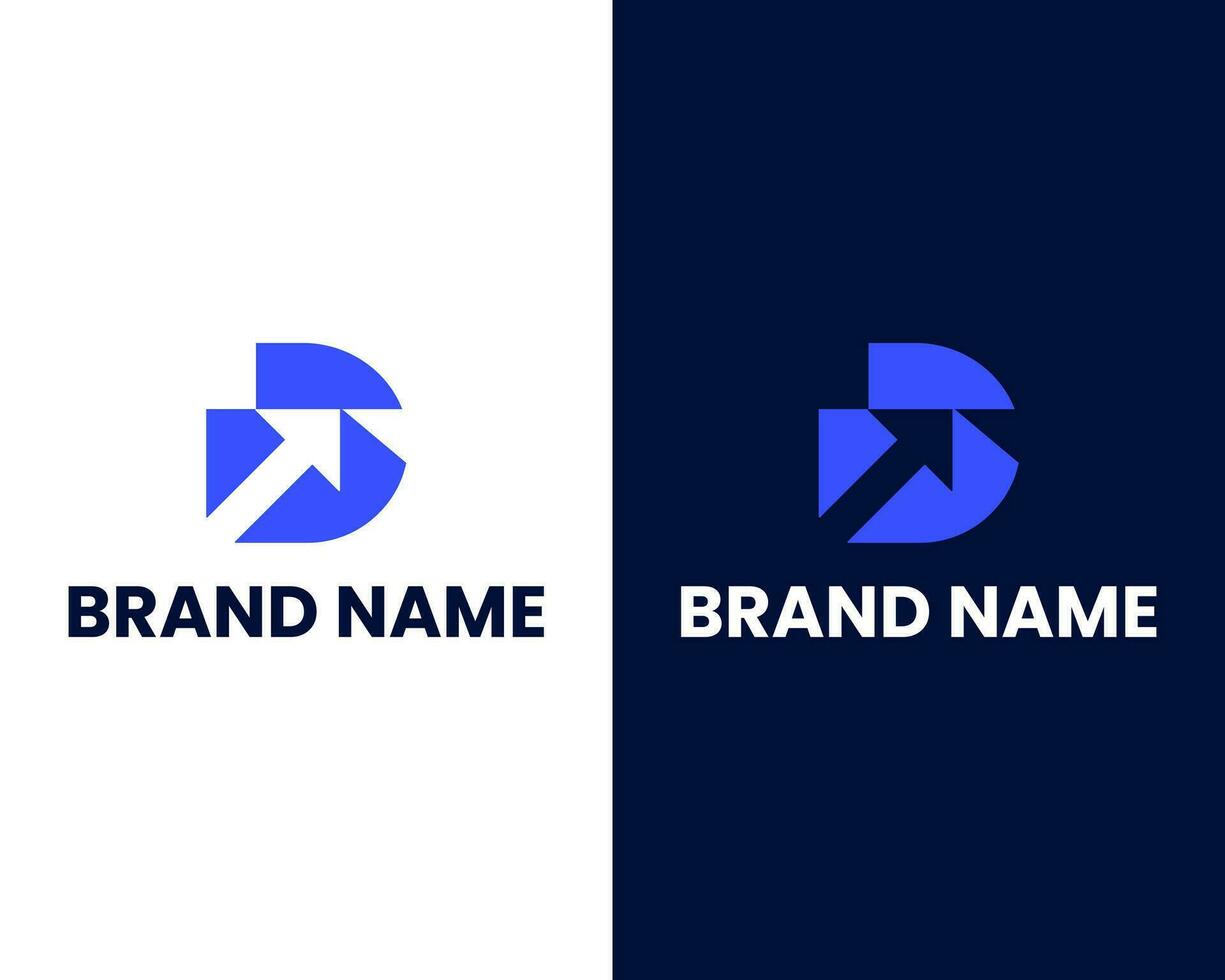 Abstract letter d with arrow modern minimalist logo design vector