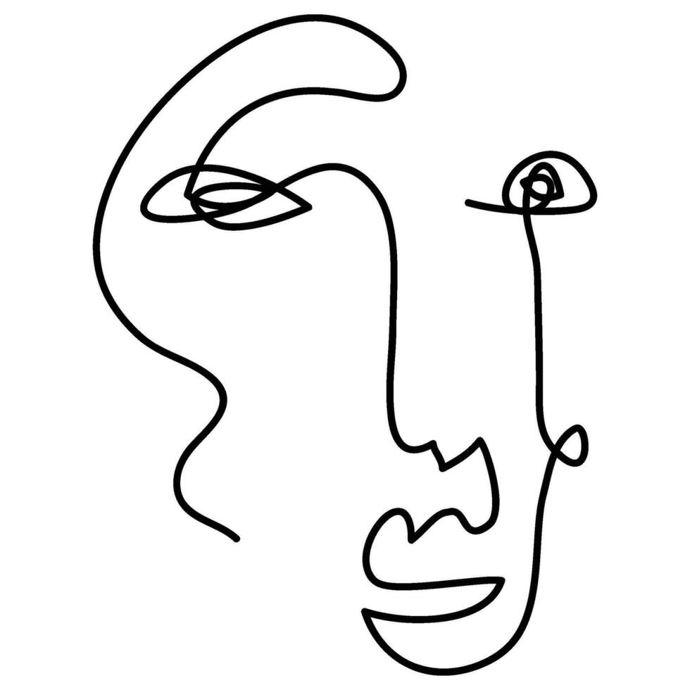 moderno minimalista resumen cara línea Arte elemento. estético estilo retrato Arte. bosquejo minimalista Arte. una línea dibujo resumen. contemporáneo continuo línea Arte retrato, minimalista contorno rostro. vector