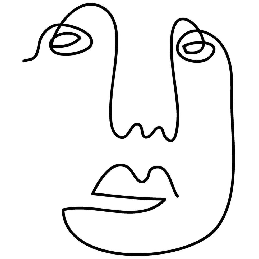 moderno minimalista resumen cara línea Arte elemento. estético estilo retrato Arte. bosquejo minimalista Arte. una línea dibujo resumen. contemporáneo continuo línea Arte retrato, minimalista contorno rostro. vector