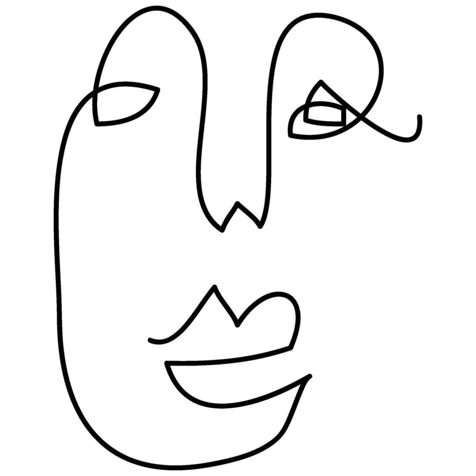 moderno minimalista resumen cara línea Arte elemento. estético estilo retrato Arte. bosquejo minimalista Arte. una línea dibujo resumen. contemporáneo continuo línea Arte retrato, minimalista contorno rostro. vector