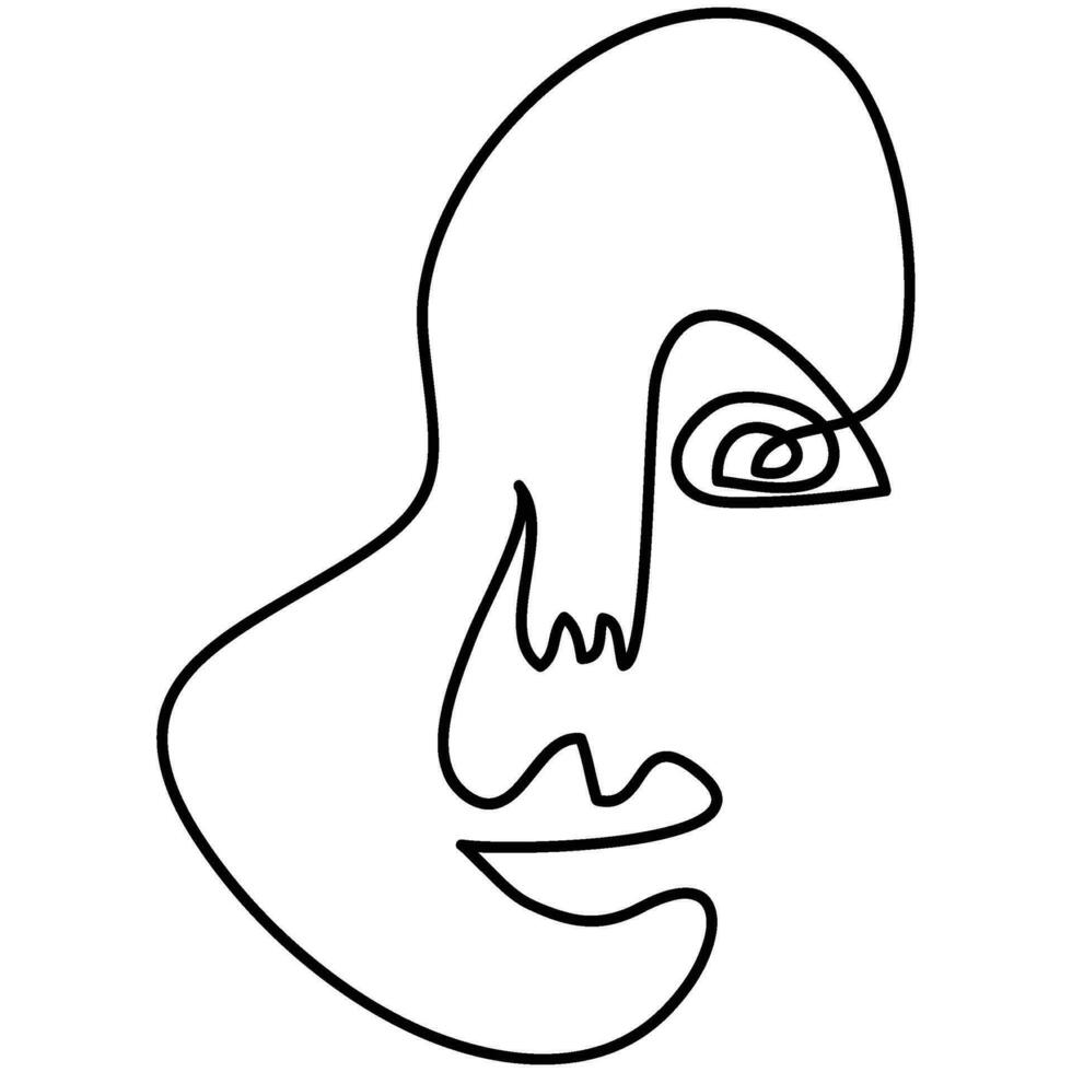 moderno minimalista resumen cara línea Arte elemento. estético estilo retrato Arte. bosquejo minimalista Arte. una línea dibujo resumen. contemporáneo continuo línea Arte retrato, minimalista contorno rostro. vector