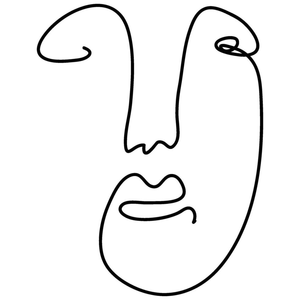 Modern minimalist abstract face line art element. Aesthetic style portrait art. Sketch minimalist art. One-line drawing abstract. Contemporary continuous line art portrait, minimalist contour face. vector