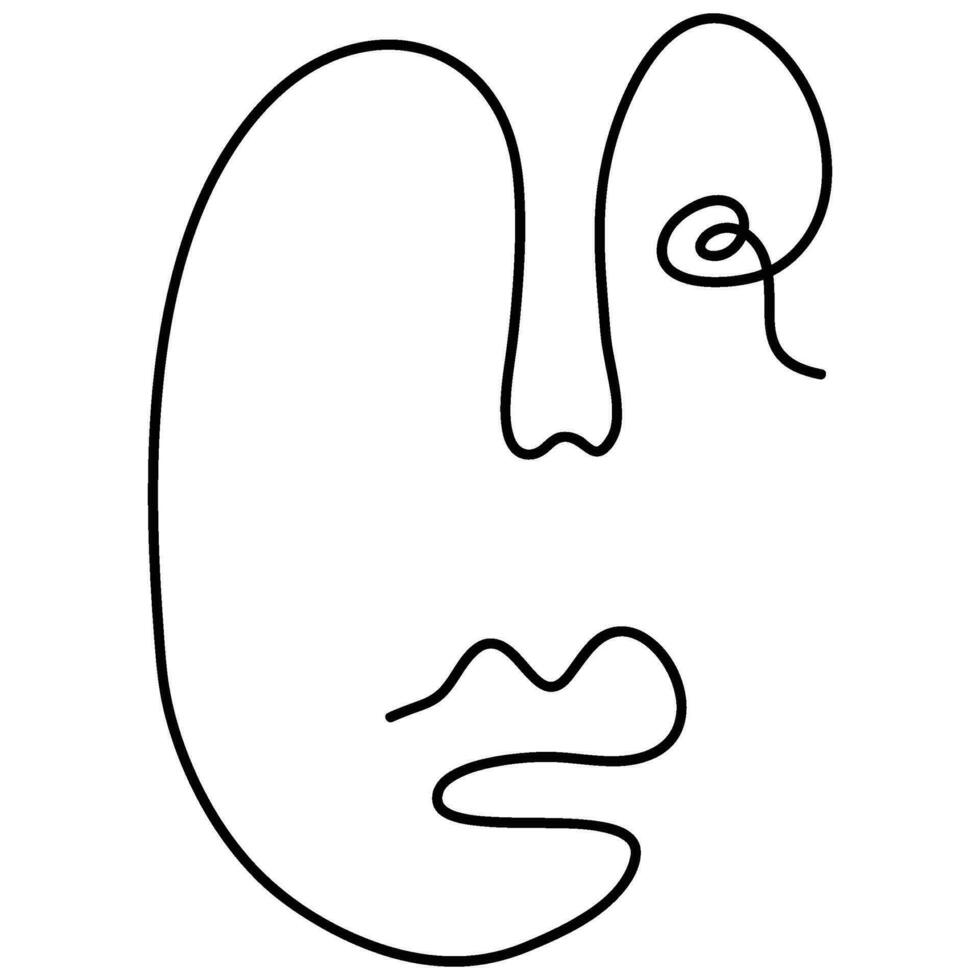 Modern minimalist abstract face line art element. Aesthetic style portrait art. Sketch minimalist art. One-line drawing abstract. Contemporary continuous line art portrait, minimalist contour face. vector