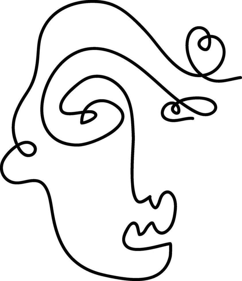 Modern minimalist abstract face line art element. Aesthetic style portrait art. Sketch minimalist art. One-line drawing abstract. Contemporary continuous line art portrait, minimalist contour face. vector