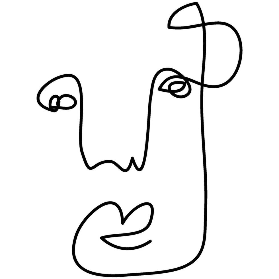 Modern minimalist abstract face line art element. Aesthetic style portrait art. Sketch minimalist art. One-line drawing abstract. Contemporary continuous line art portrait, minimalist contour face. vector
