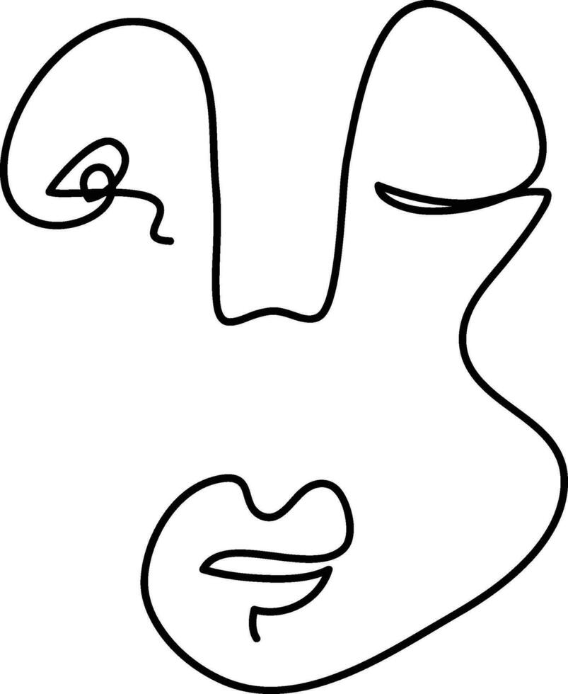 Modern minimalist abstract face line art element. Aesthetic style portrait art. Sketch minimalist art. One-line drawing abstract. Contemporary continuous line art portrait, minimalist contour face. vector