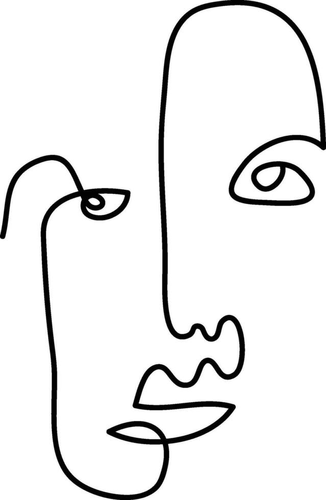 moderno minimalista resumen cara línea Arte elemento. estético estilo retrato Arte. bosquejo minimalista Arte. una línea dibujo resumen. contemporáneo continuo línea Arte retrato, minimalista contorno rostro. vector