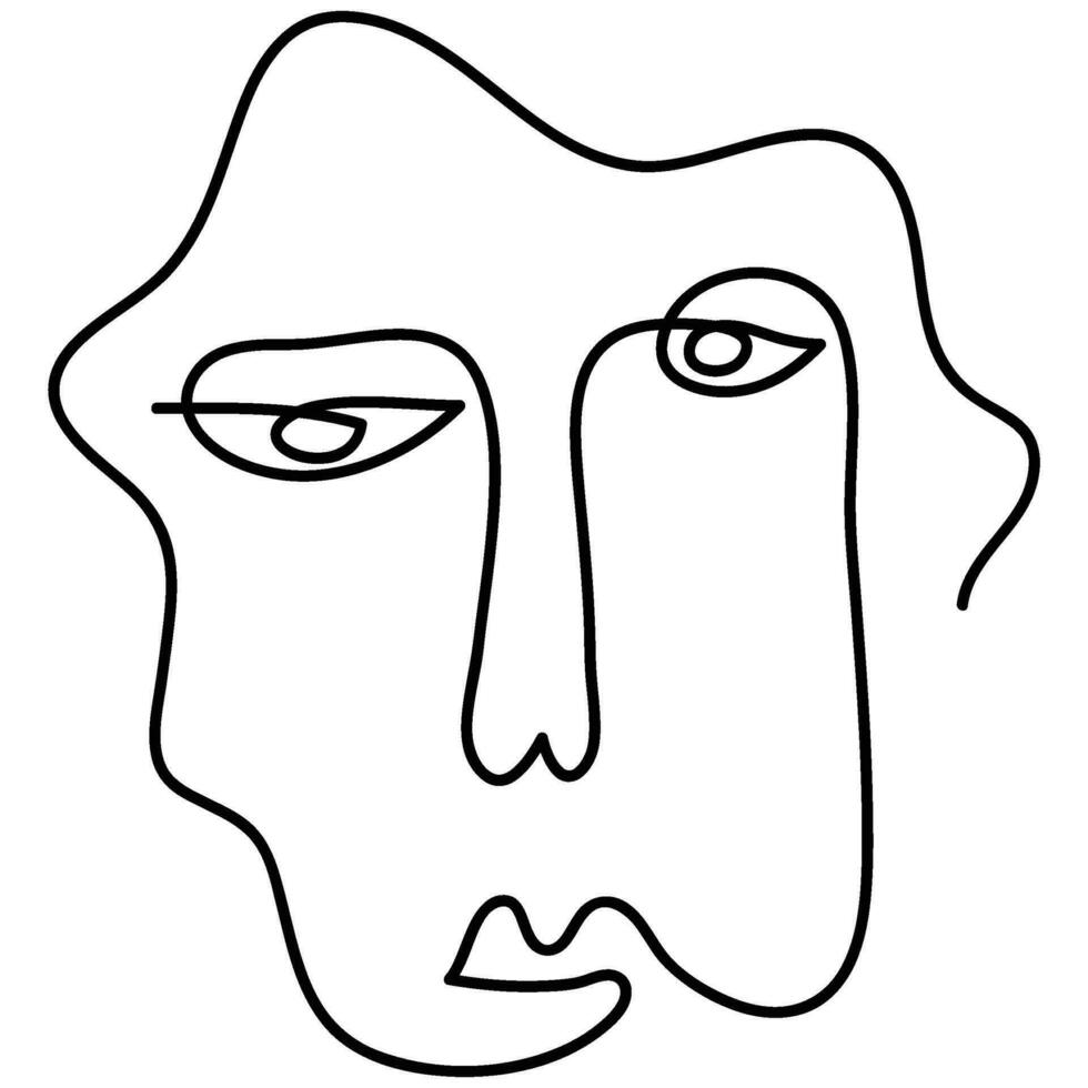 moderno minimalista resumen cara línea Arte elemento. estético estilo retrato Arte. bosquejo minimalista Arte. una línea dibujo resumen. contemporáneo continuo línea Arte retrato, minimalista contorno rostro. vector