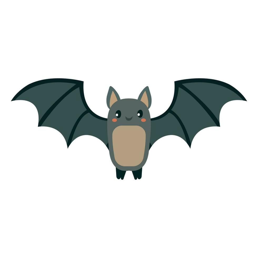 Simple cartoon concept bat icon. Bat flying with open wings, halloween symbol. Isolated vector illustration.