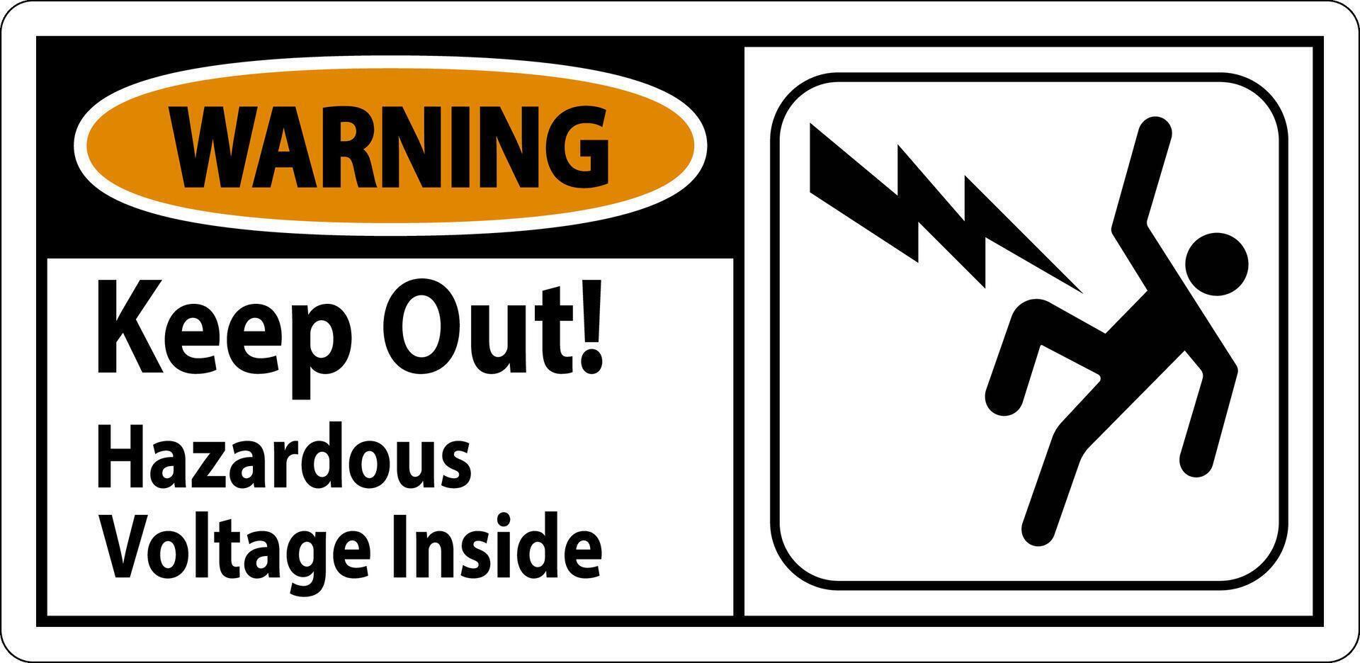 Warning Sign - Keep Out Hazardous Voltage Inside vector