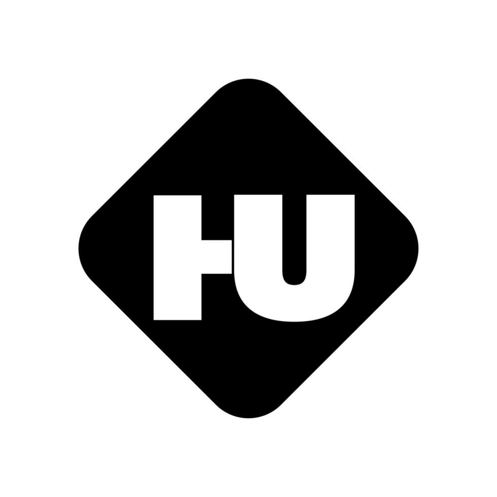 HU brand name letters on square shape. vector