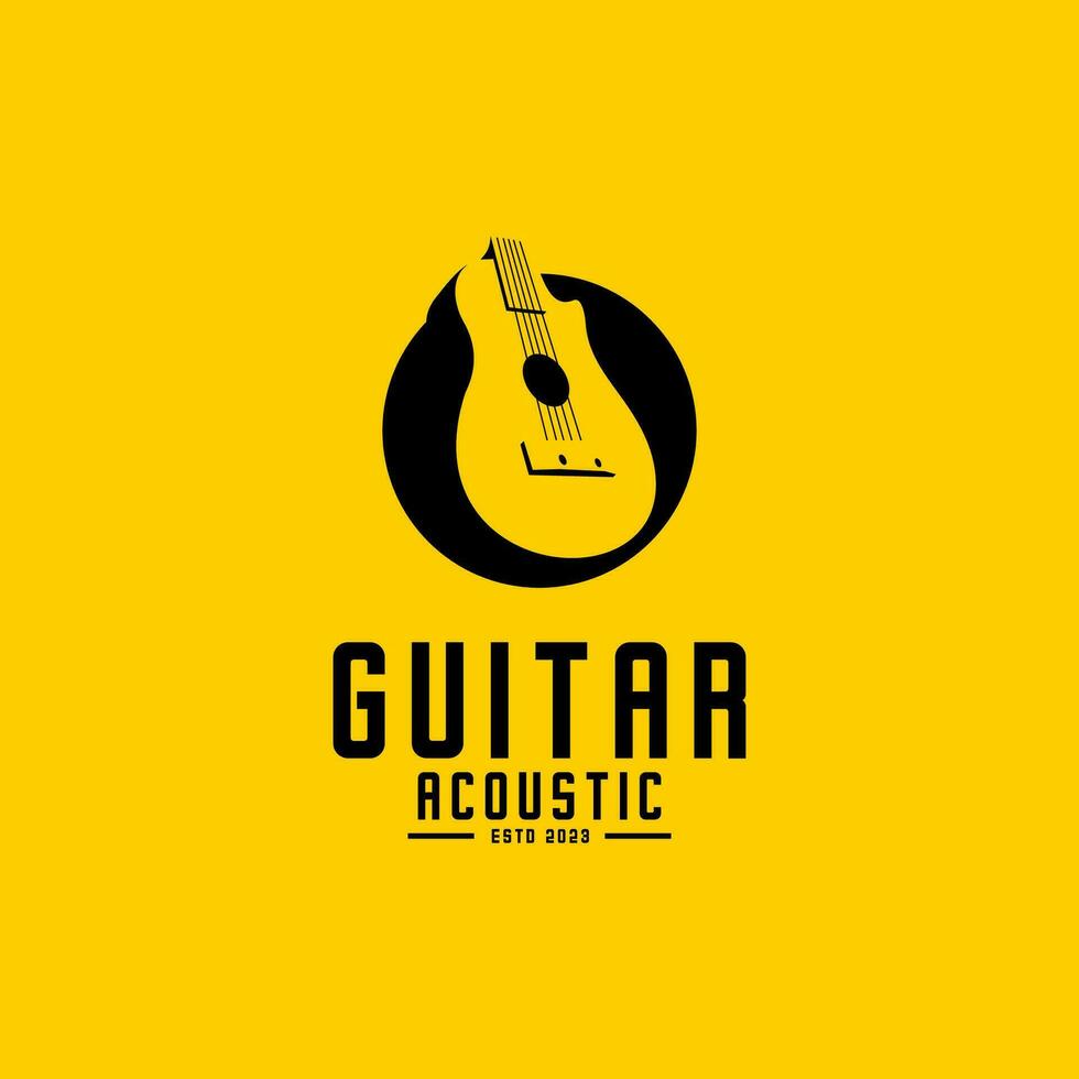 classical guitar illustration vector, acoustic guitar silhouette vector
