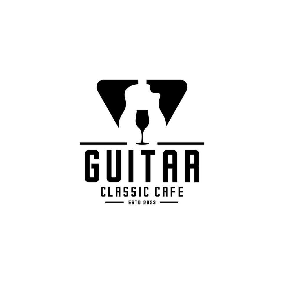 classical guitar illustration vector, acoustic guitar silhouette vector