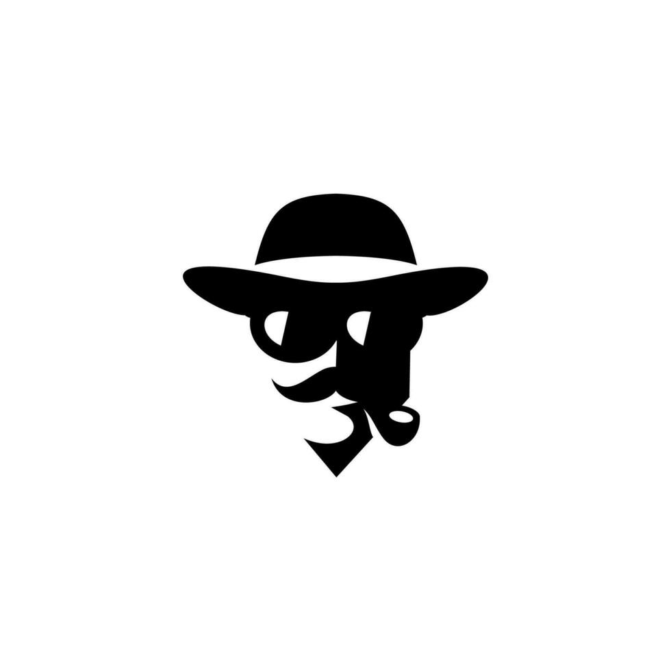 vector silhouette of a man's face wearing a hat and sunglasses