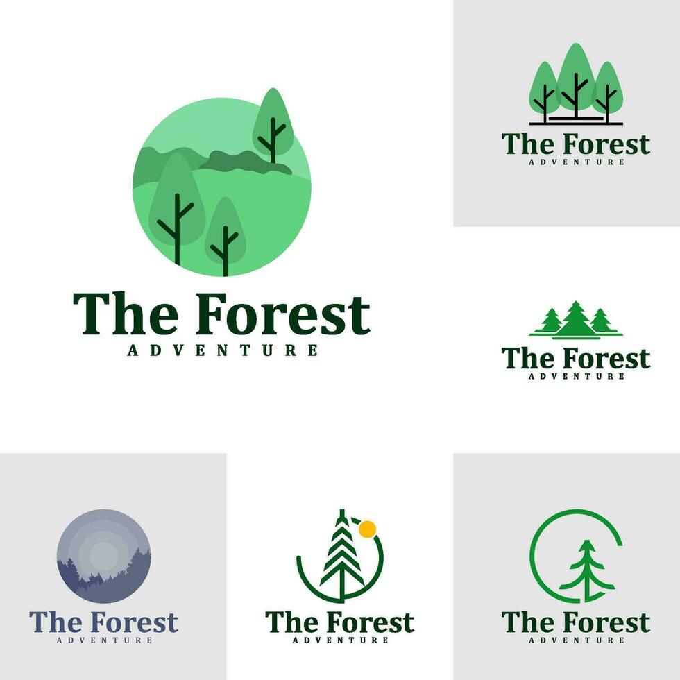 Set of Forest logo design Template. Creative Pine logo vector illustration.