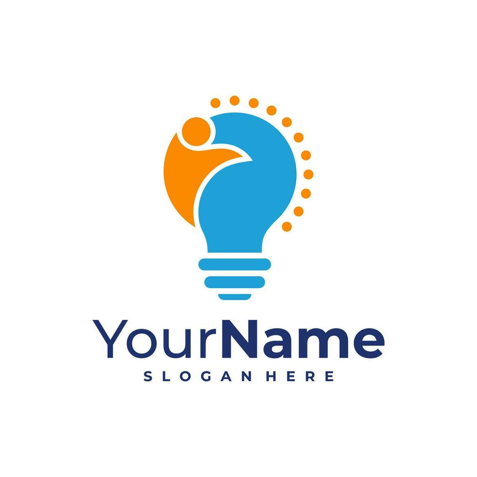 Bulb with Leader logo design Template. Bulb with People logo vector illustration.