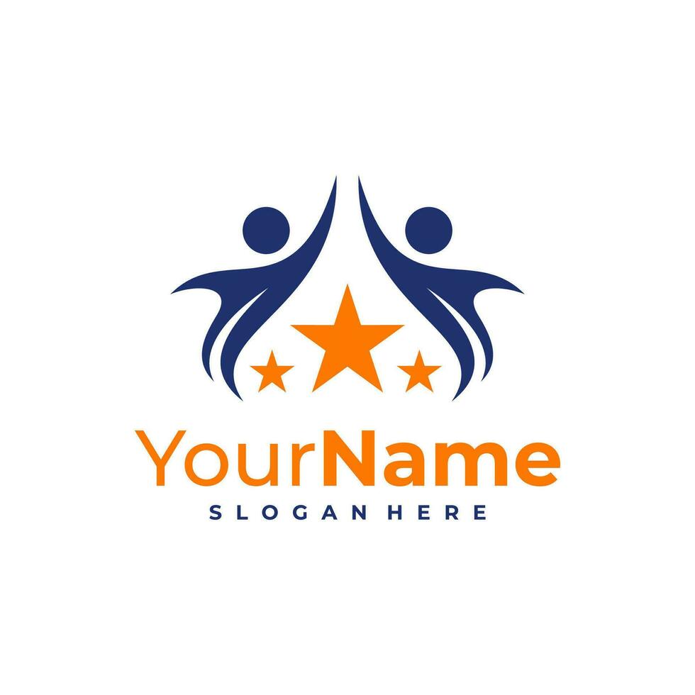 Leader logo design Template. Star People logo vector illustration.